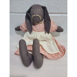 Handmade Fabric Bunny Rabbit Doll Country Folk Art Primitive 13"